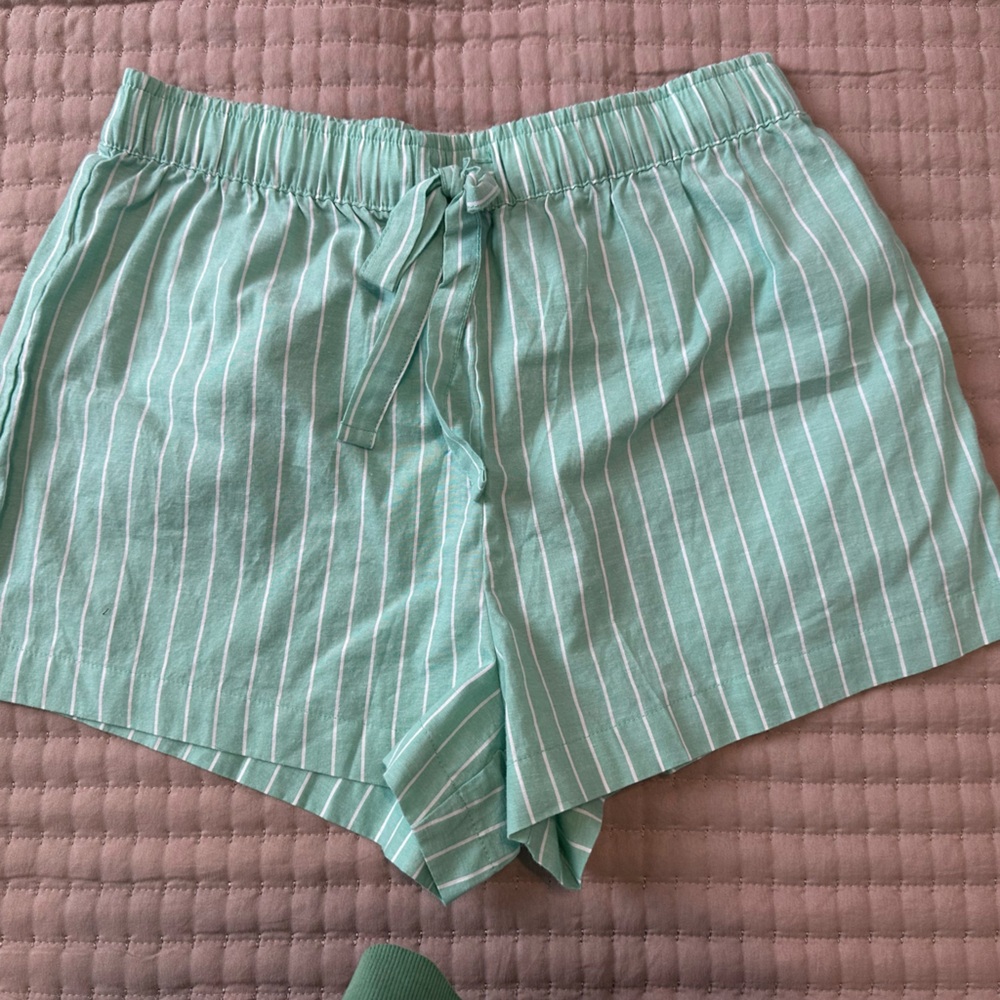 GAP High Waist Green Striped Shorts
